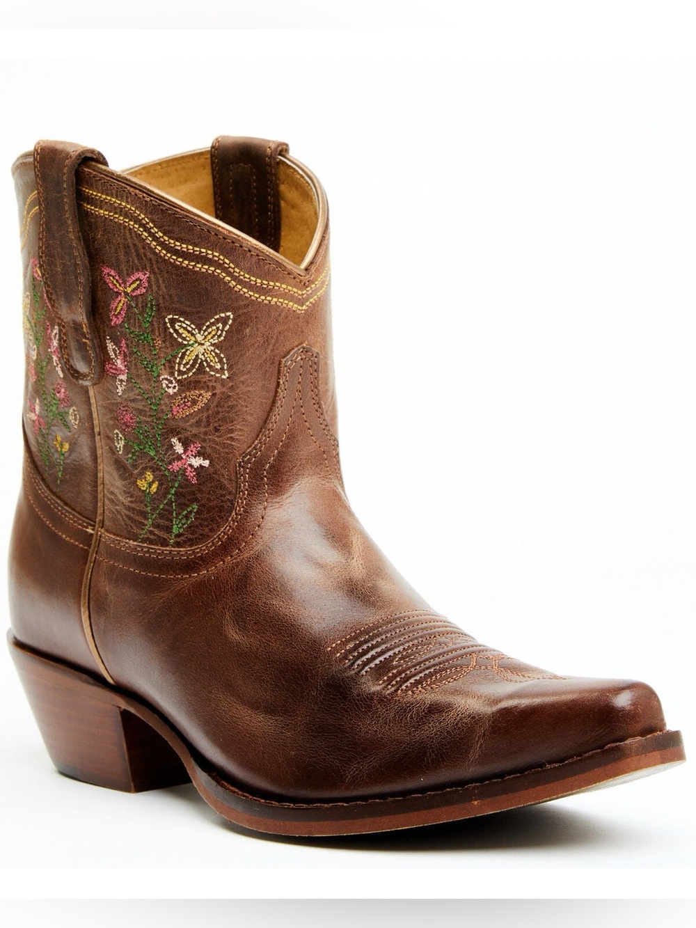 Shyanne Women's Chryssie Floral Shaft Cowboy Boots Brown Western Snip Toe Size 7